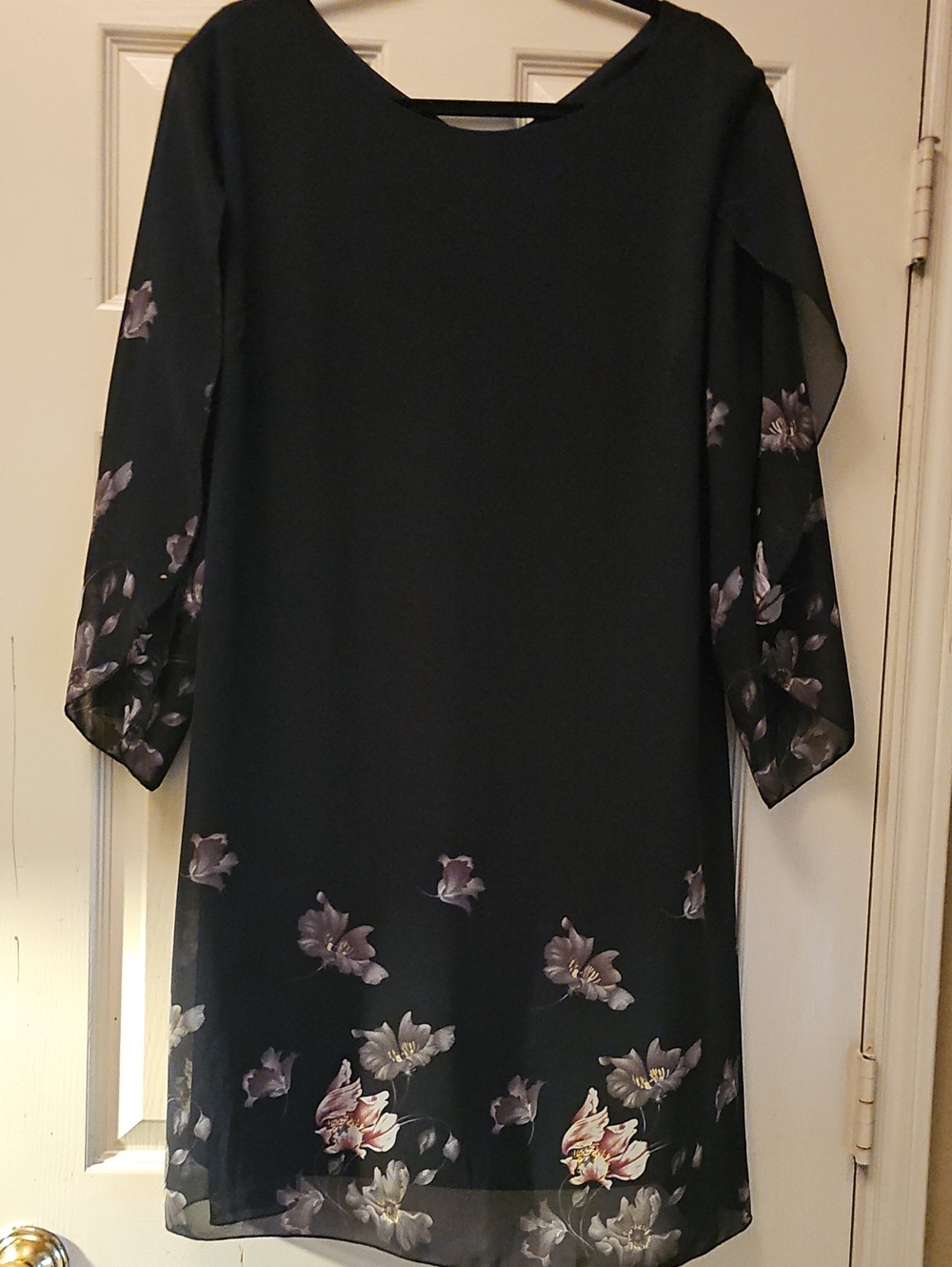Grace Karin Black Long-Sleeve Floral Sheath Dress
